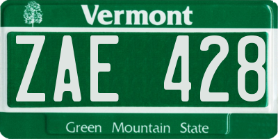 VT license plate ZAE428