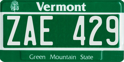 VT license plate ZAE429