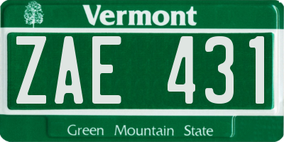 VT license plate ZAE431