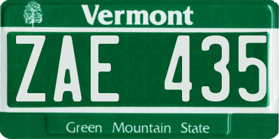 VT license plate ZAE435