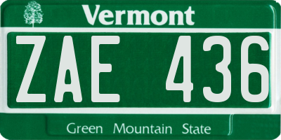 VT license plate ZAE436