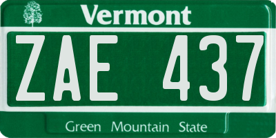 VT license plate ZAE437