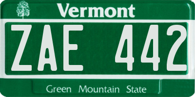 VT license plate ZAE442