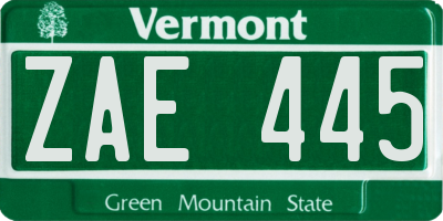 VT license plate ZAE445