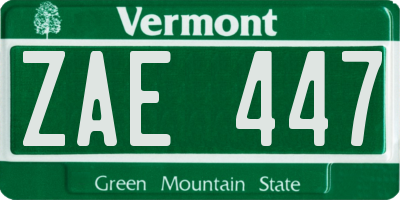 VT license plate ZAE447