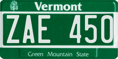VT license plate ZAE450