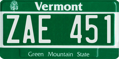 VT license plate ZAE451
