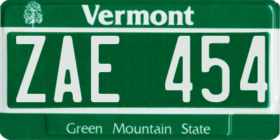 VT license plate ZAE454