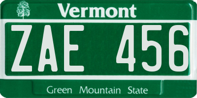 VT license plate ZAE456