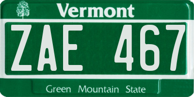 VT license plate ZAE467