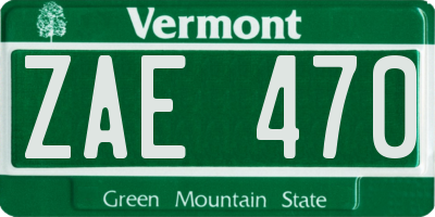 VT license plate ZAE470