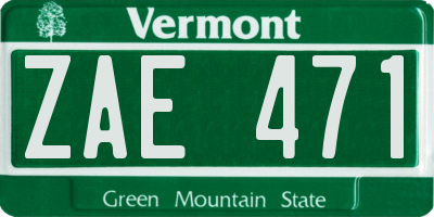 VT license plate ZAE471