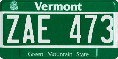 VT license plate ZAE473