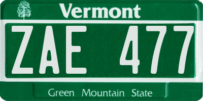 VT license plate ZAE477