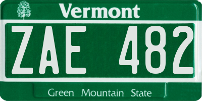 VT license plate ZAE482