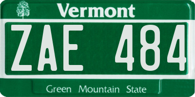 VT license plate ZAE484