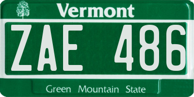 VT license plate ZAE486