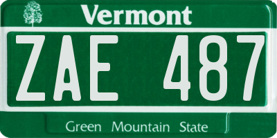 VT license plate ZAE487