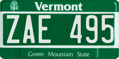 VT license plate ZAE495