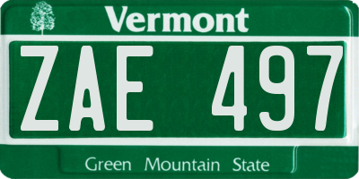 VT license plate ZAE497
