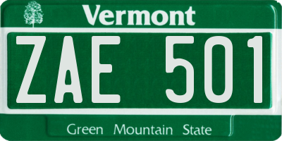 VT license plate ZAE501