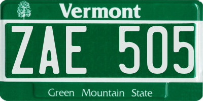 VT license plate ZAE505