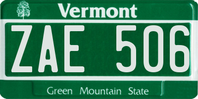 VT license plate ZAE506