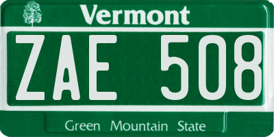 VT license plate ZAE508