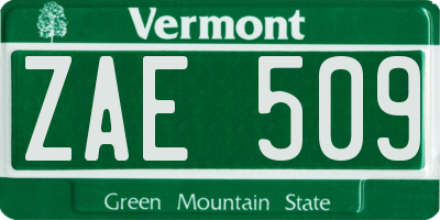 VT license plate ZAE509