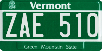 VT license plate ZAE510