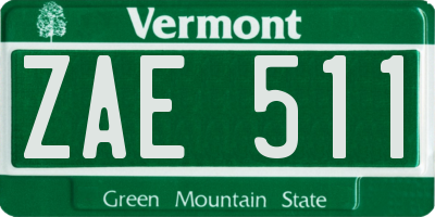 VT license plate ZAE511