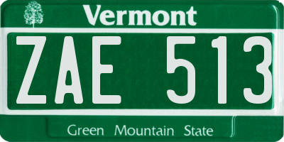 VT license plate ZAE513