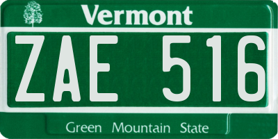 VT license plate ZAE516