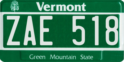 VT license plate ZAE518