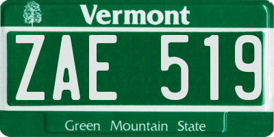 VT license plate ZAE519
