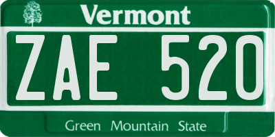 VT license plate ZAE520