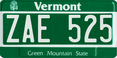 VT license plate ZAE525