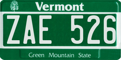 VT license plate ZAE526