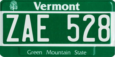 VT license plate ZAE528