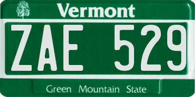 VT license plate ZAE529