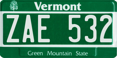VT license plate ZAE532