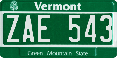 VT license plate ZAE543