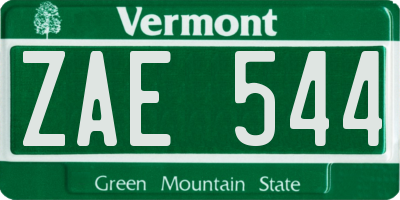VT license plate ZAE544