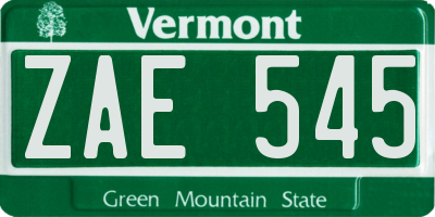 VT license plate ZAE545