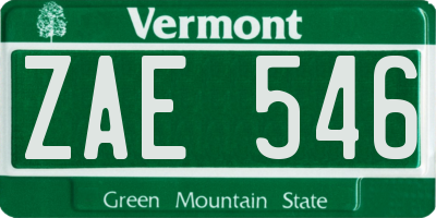 VT license plate ZAE546