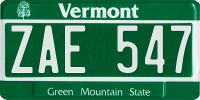 VT license plate ZAE547