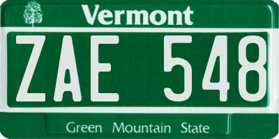 VT license plate ZAE548