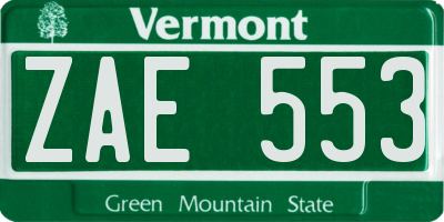 VT license plate ZAE553
