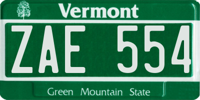 VT license plate ZAE554