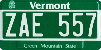 VT license plate ZAE557